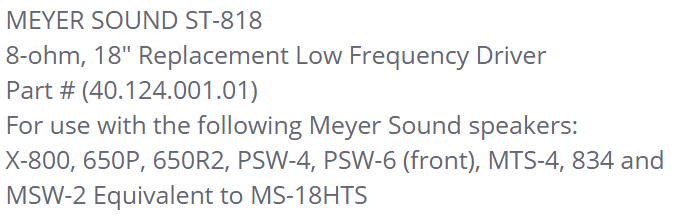 MEYER SOUND ST 818 18  Low Frequency Replacement Driver  04 04 2011 .png